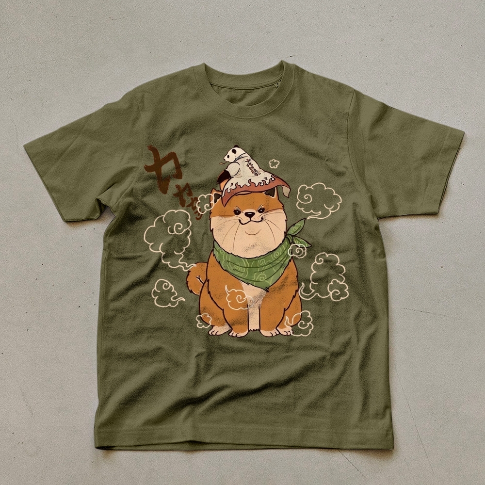 Japanese Panda Shiba Inu Pattern Unisex Prints T-Shirt-moweekender