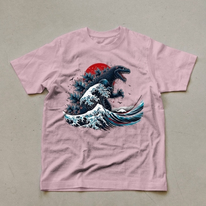 Godzilla Wave Ukiyoe Pattern Unisex Prints T-Shirt-moweekender
