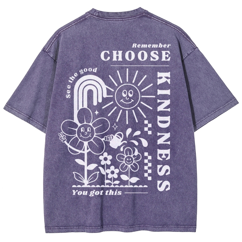 Kindness Vintage Snowflake Washed T-Shirt-moweekender