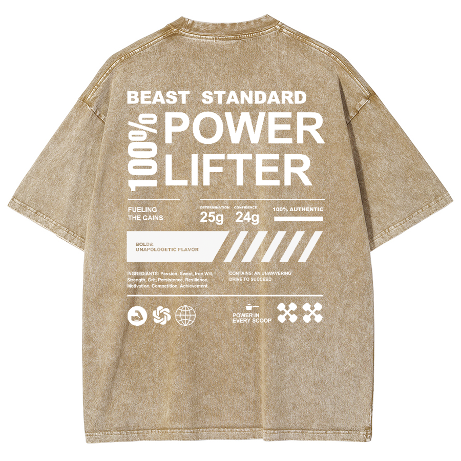Beast Standard Power Lifter Unisex Fit Washed Oversized T-Shirt-moweekender