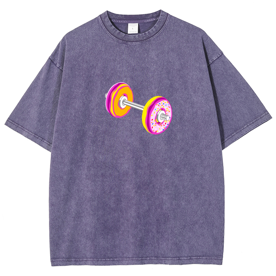 Barbell Donuts Unisex Washed T-Shirt-moweekender