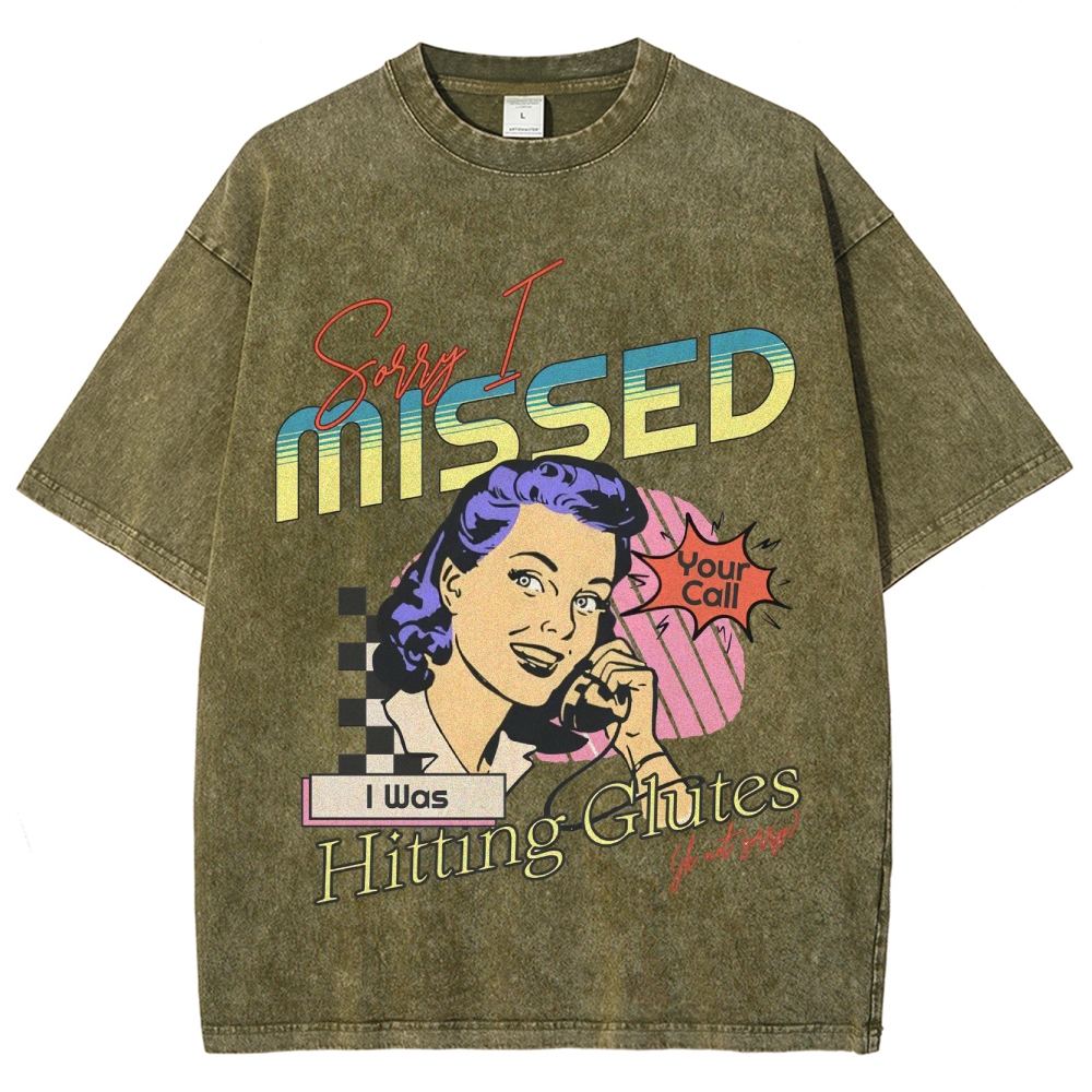 Sorry I Missed I Was Hitting Glutes Vintage Snowflake Washed T-Shirt-moweekender