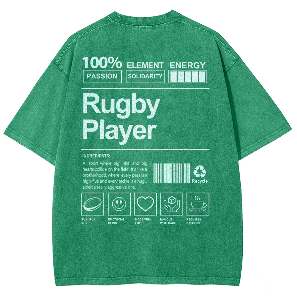 Rugby Player Unisex Fit Washed T-Shirt-moweekender