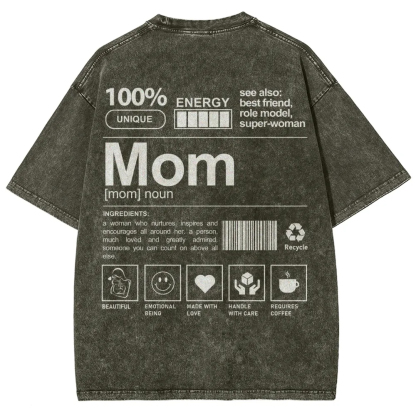 Mom Pattern Washed Vintage Short Sleeves T-Shirt-moweekender