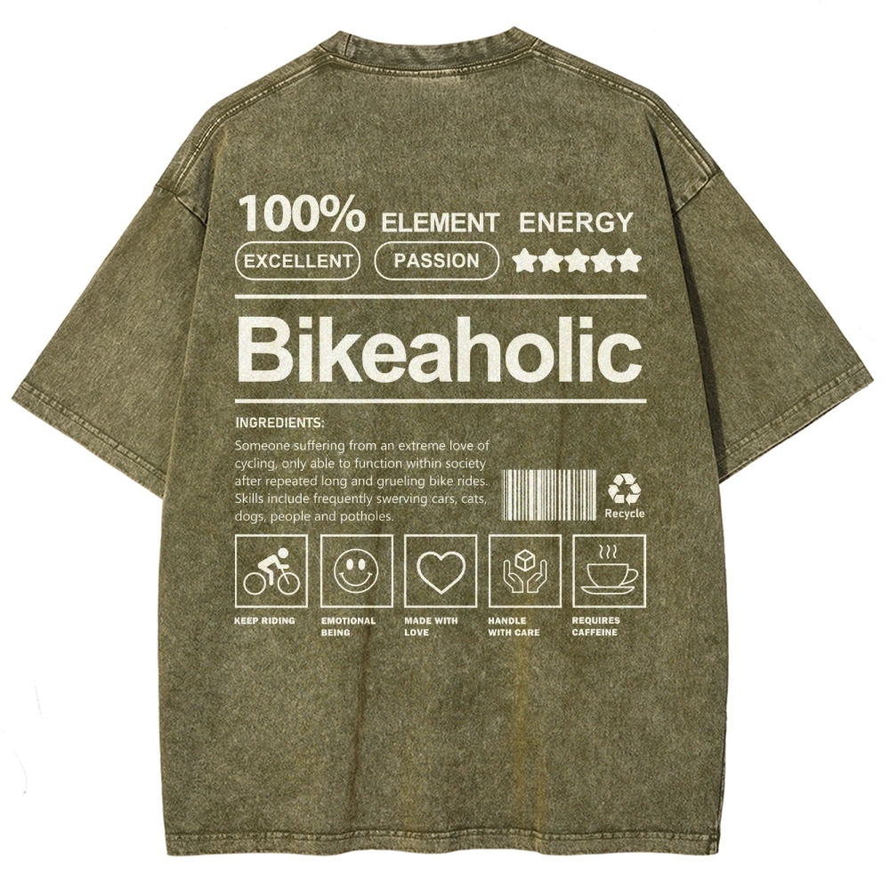Bikeaholic Unisex Fit Washed T-Shirt-moweekender