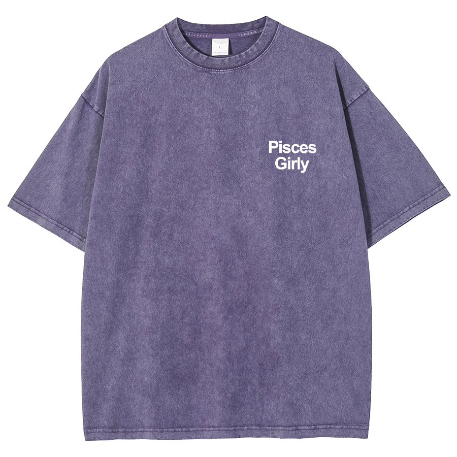 Pisces Girly Unisex Fit Washed Oversized T-Shirt-moweekender