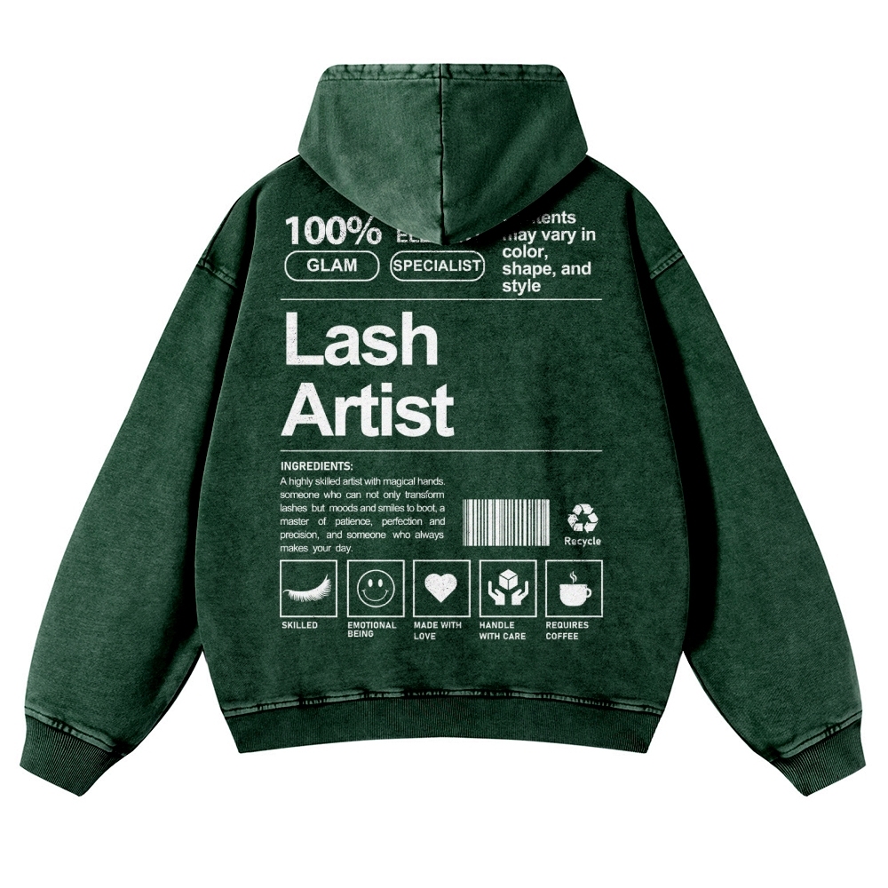 Lash Artist Casual Washed Hoodie-moweekender