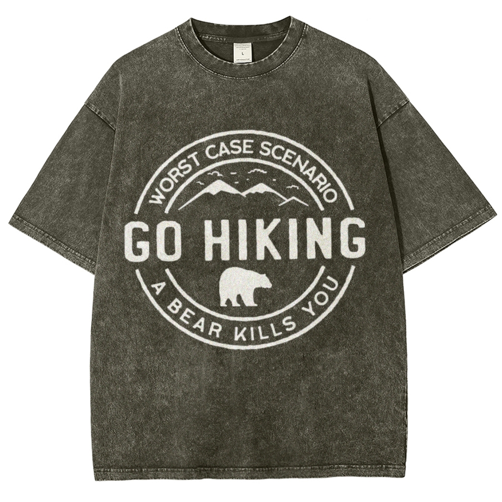 Go Hiking Vintage Snowflake Washed T-Shirt-moweekender
