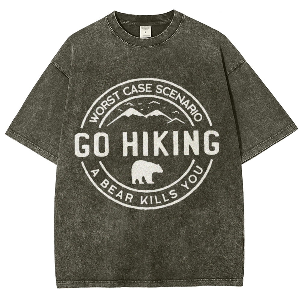 Go Hiking Vintage Snowflake Washed T-Shirt-moweekender