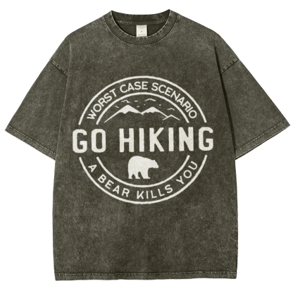 Go Hiking Vintage Snowflake Washed T-Shirt-moweekender