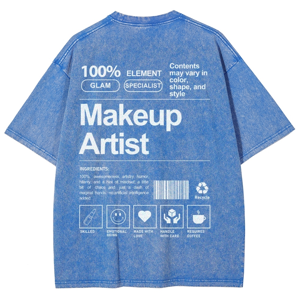 Makeup Artist Vintage Snowflake Washed T-Shirt