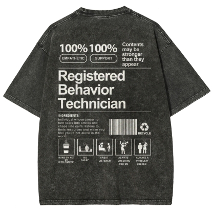 Registered Behavior Technician Unisex Fit Washed T-Shirt-moweekender