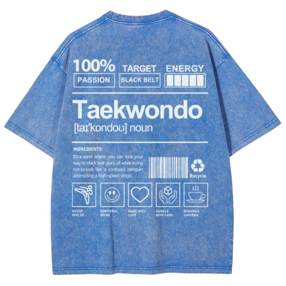 Taekwondo Pattern Washed Vintage Short Sleeves T-Shirt-moweekender
