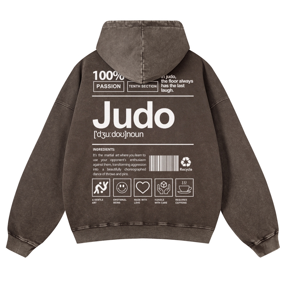 Judo Printed Vintage Washed Hoodie-moweekender