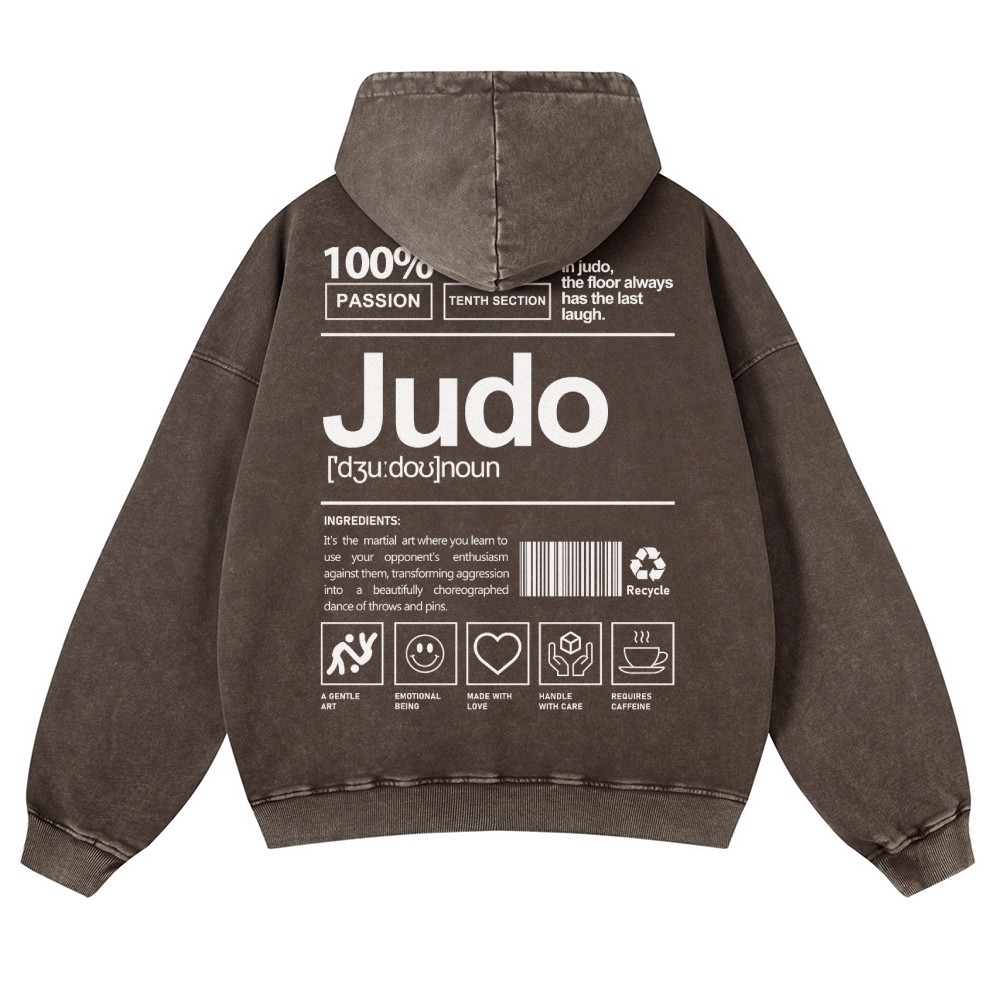 Judo Printed Vintage Washed Hoodie-moweekender