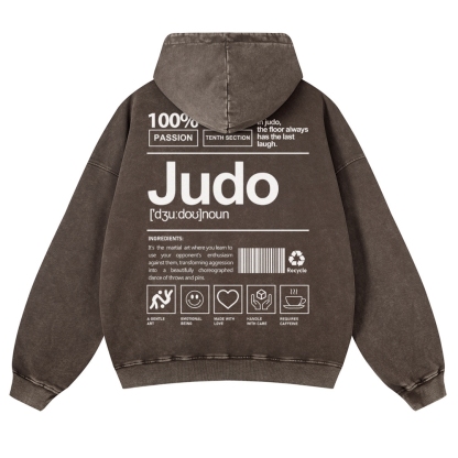 Judo Printed Vintage Washed Hoodie-moweekender