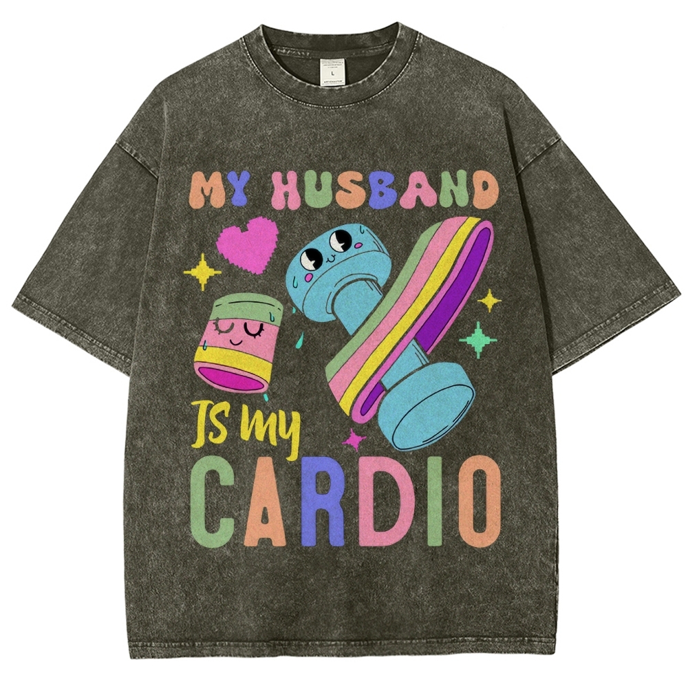 My Husband Is My Cardio Vintage Snowflake Washed T-Shirt-moweekender