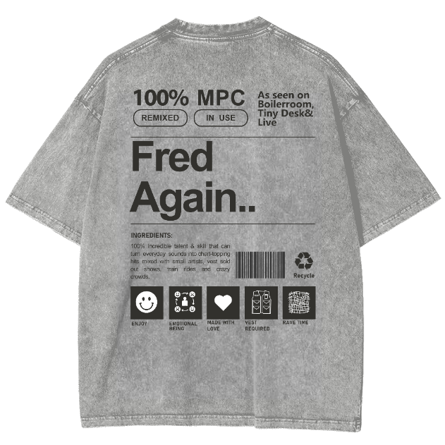 Fred Again Unisex Fit Washed Oversized T-Shirt-moweekender