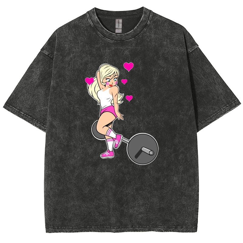 Barbell Love Girl Unisex Fit Washed T-Shirt-moweekender