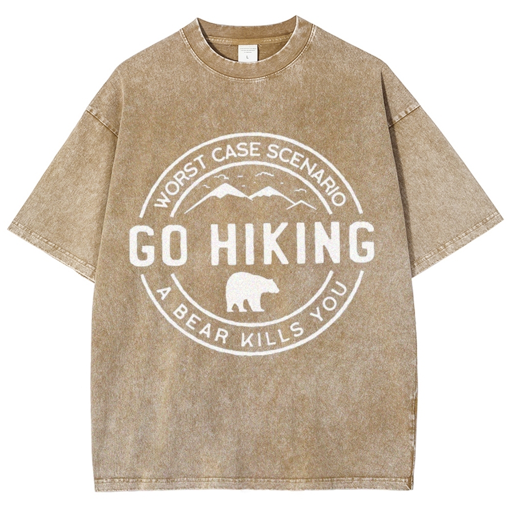Go Hiking Vintage Snowflake Washed T-Shirt-moweekender