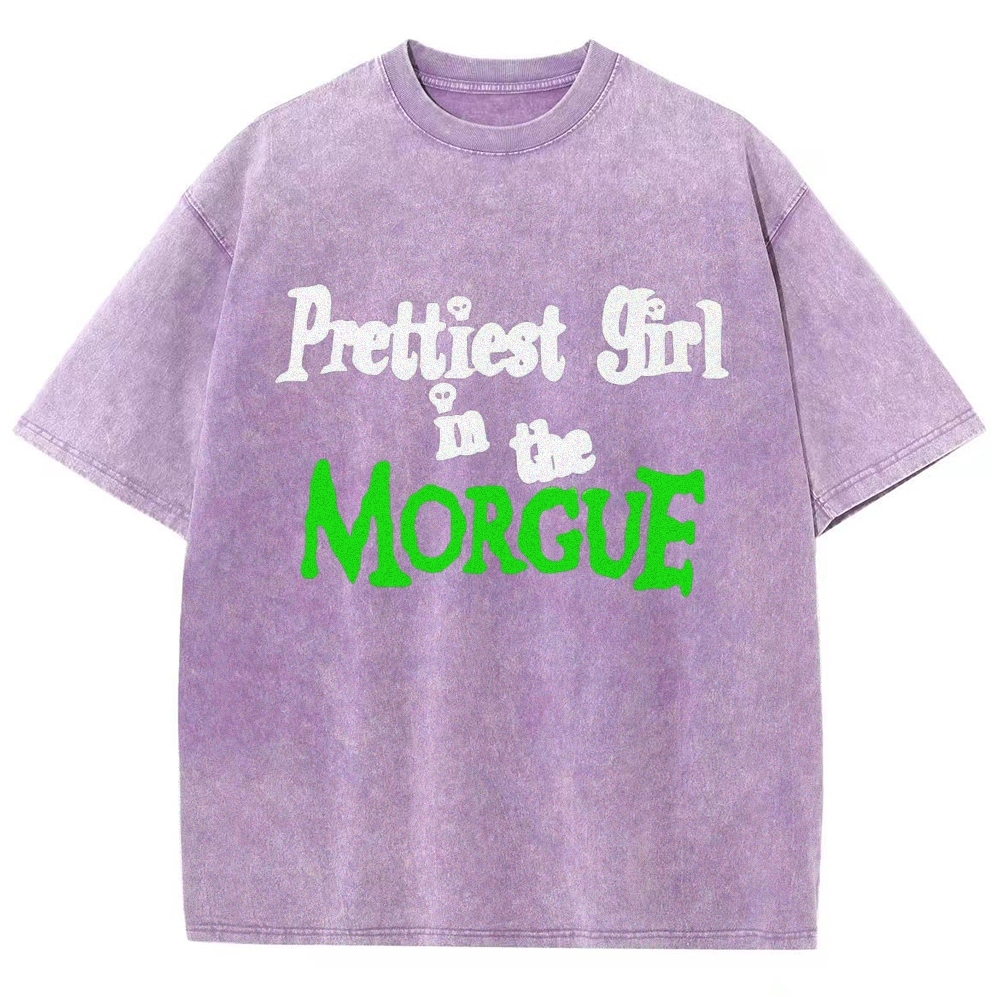 Prettiest Girl in The Morgue Vintage Snowflake Washed T-Shirt-moweekender