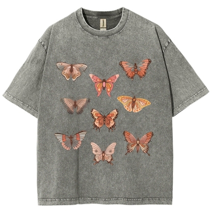 Butterfly Specimen Vintage Snowflake Washed T-Shirt-moweekender