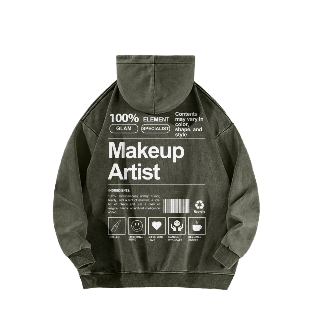 Makeup Artist Casual Washed Hoodie-moweekender