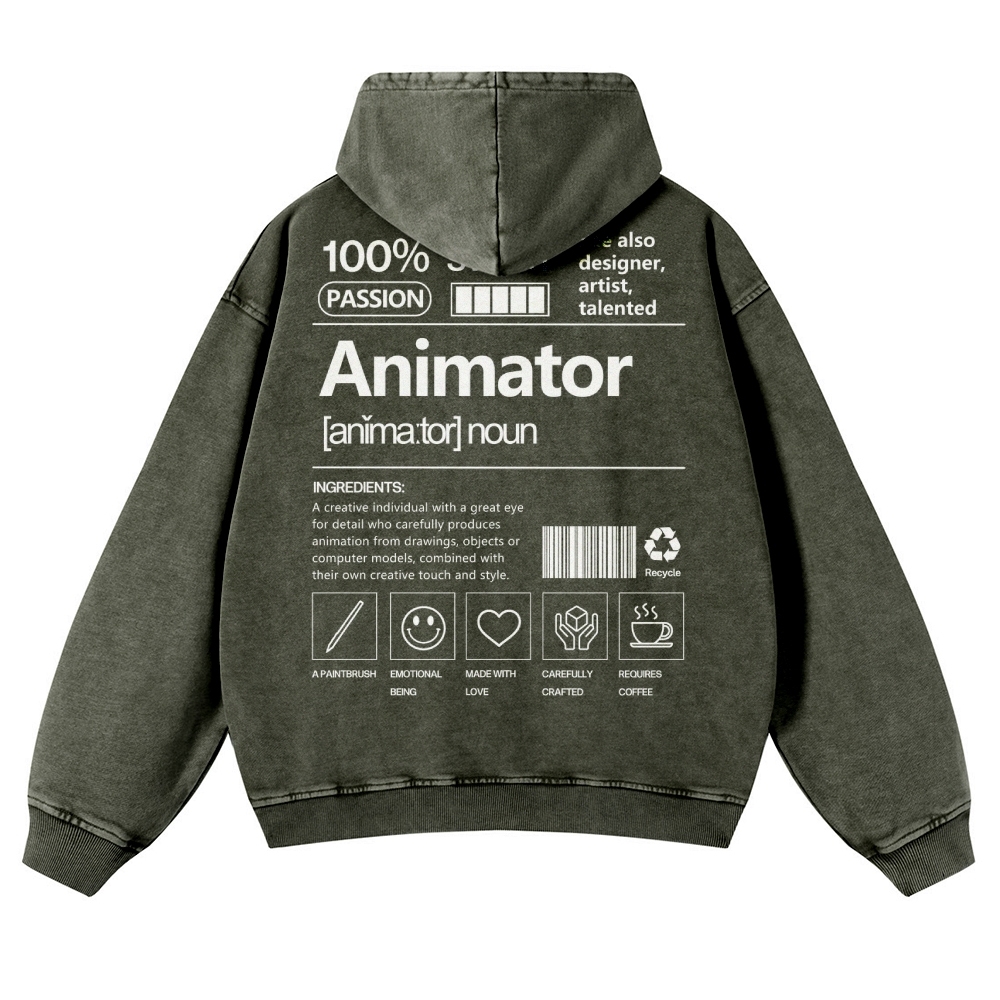 Animator Casual Washed Hoodie-moweekender