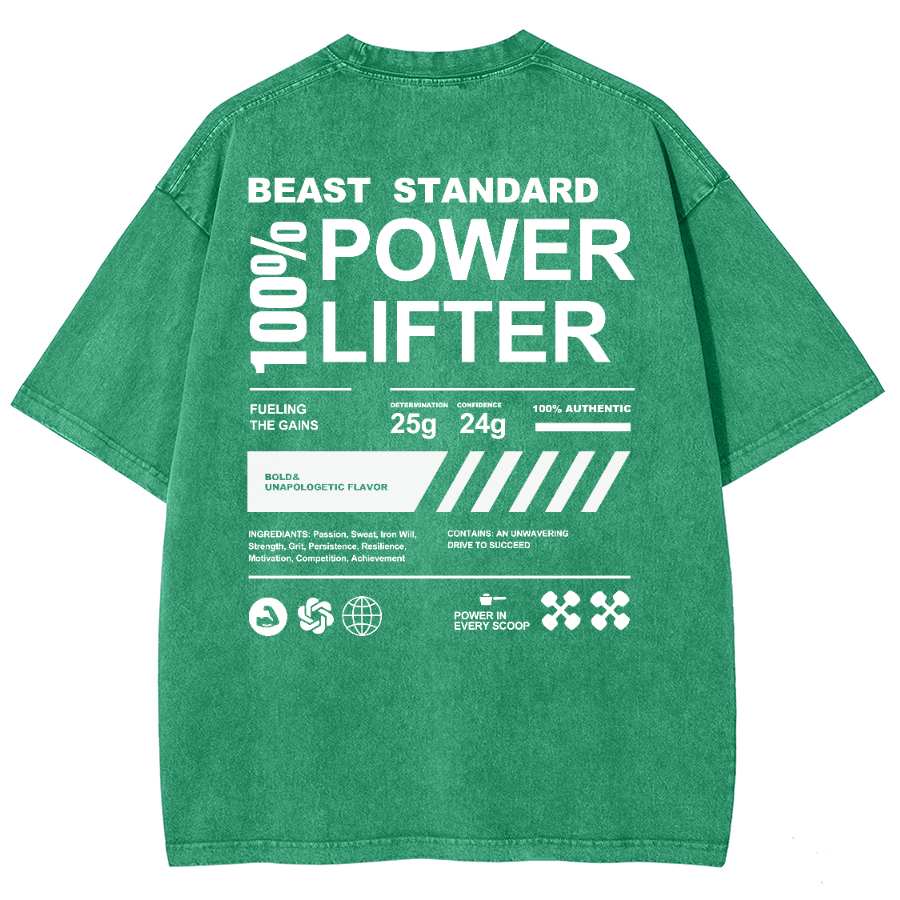 Beast Standard Power Lifter Unisex Fit Washed Oversized T-Shirt-moweekender
