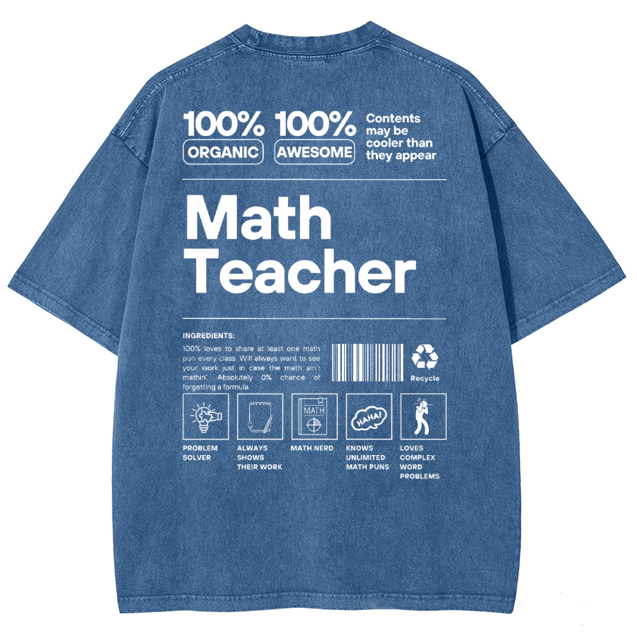 Math Teacher Unisex Fit Washed Oversized T-Shirt-moweekender