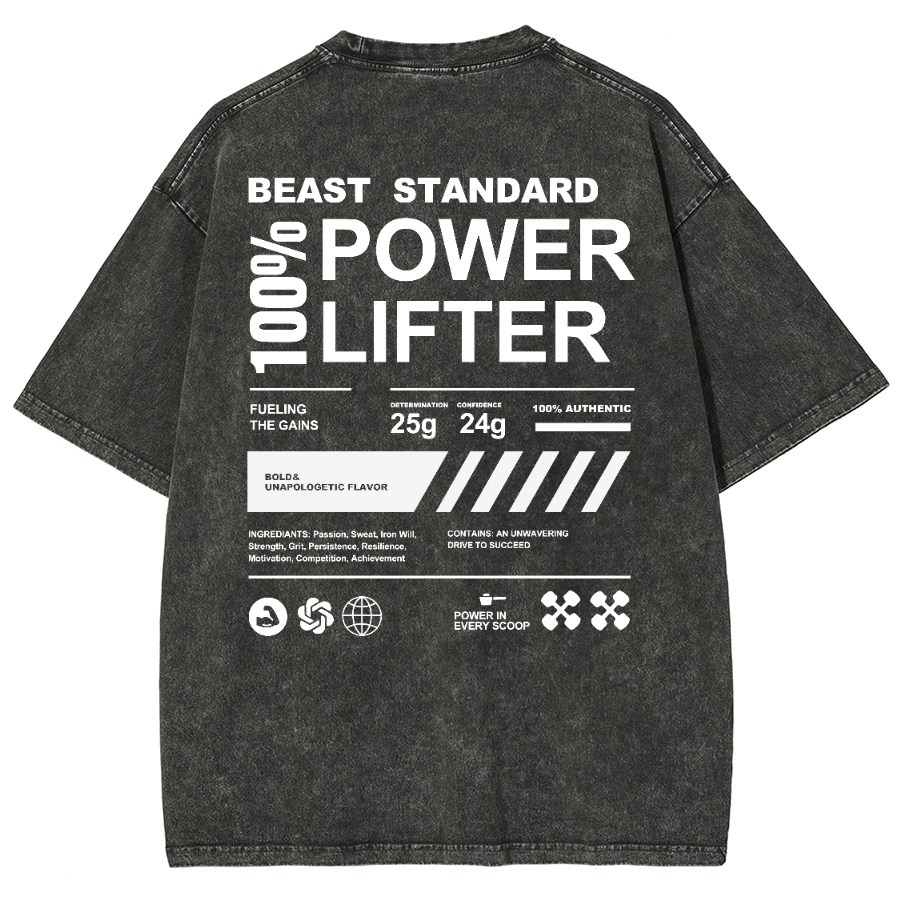Beast Standard Power Lifter Unisex Fit Washed Oversized T-Shirt-moweekender