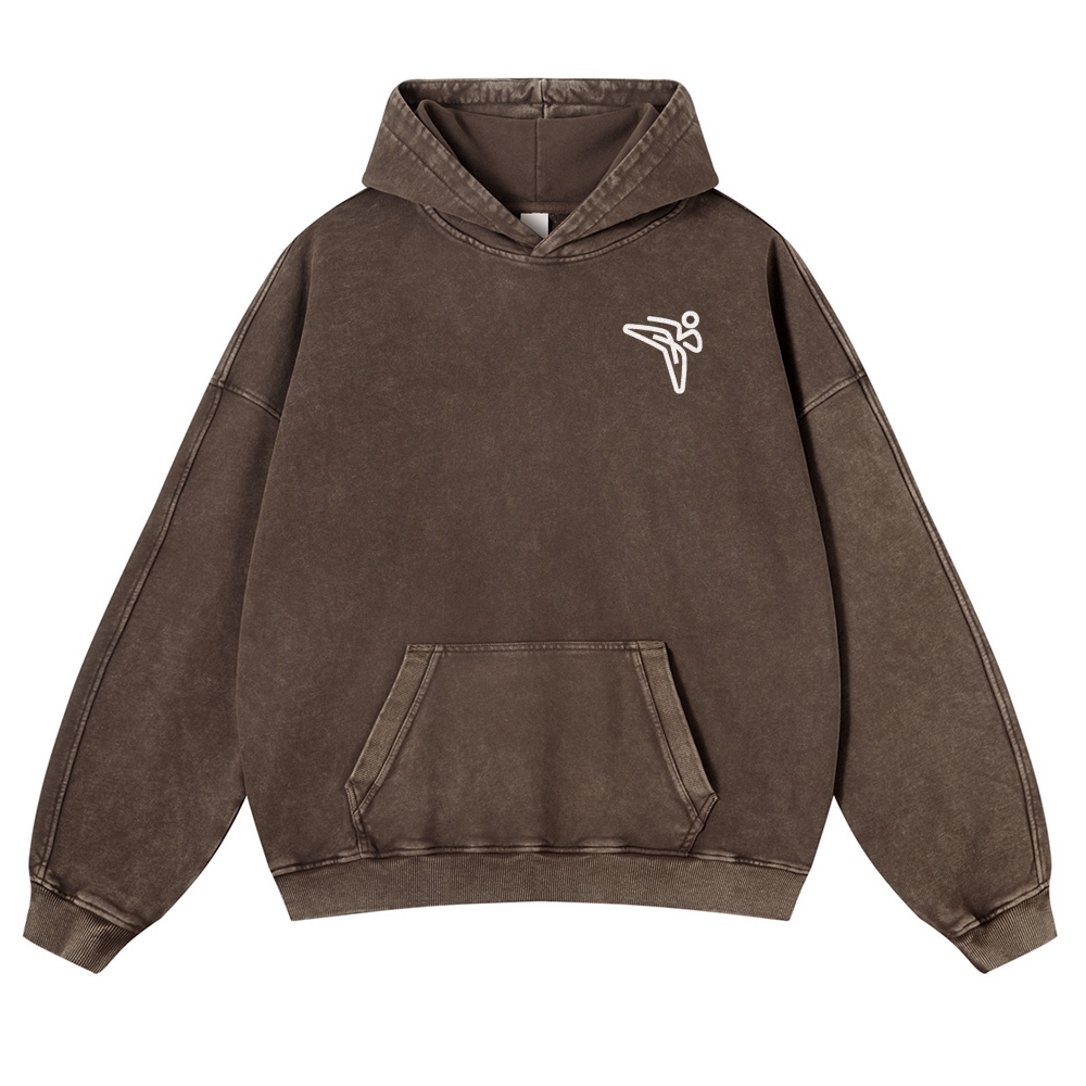 Taekwondo Printed Vintage Washed Hoodie-moweekender