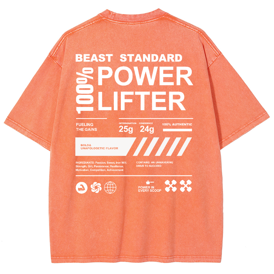 Beast Standard Power Lifter Unisex Fit Washed Oversized T-Shirt-moweekender