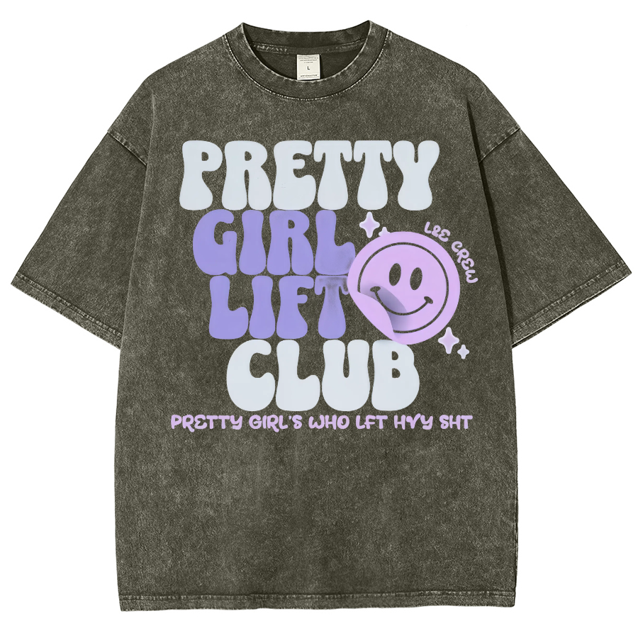 Pretty Girl Lift Club Unisex Fit Washed Oversized T-Shirt-moweekender