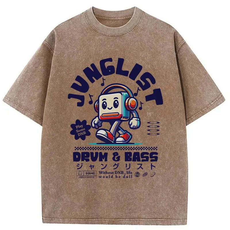 Junglist DNB Washed T-Shirt-moweekender