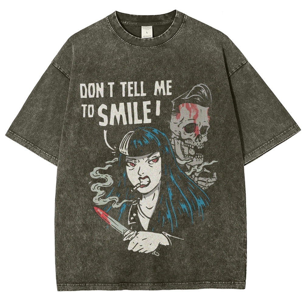 Don'T Tell Me To Smile Vintage Snowflake Washed T-Shirt-moweekender