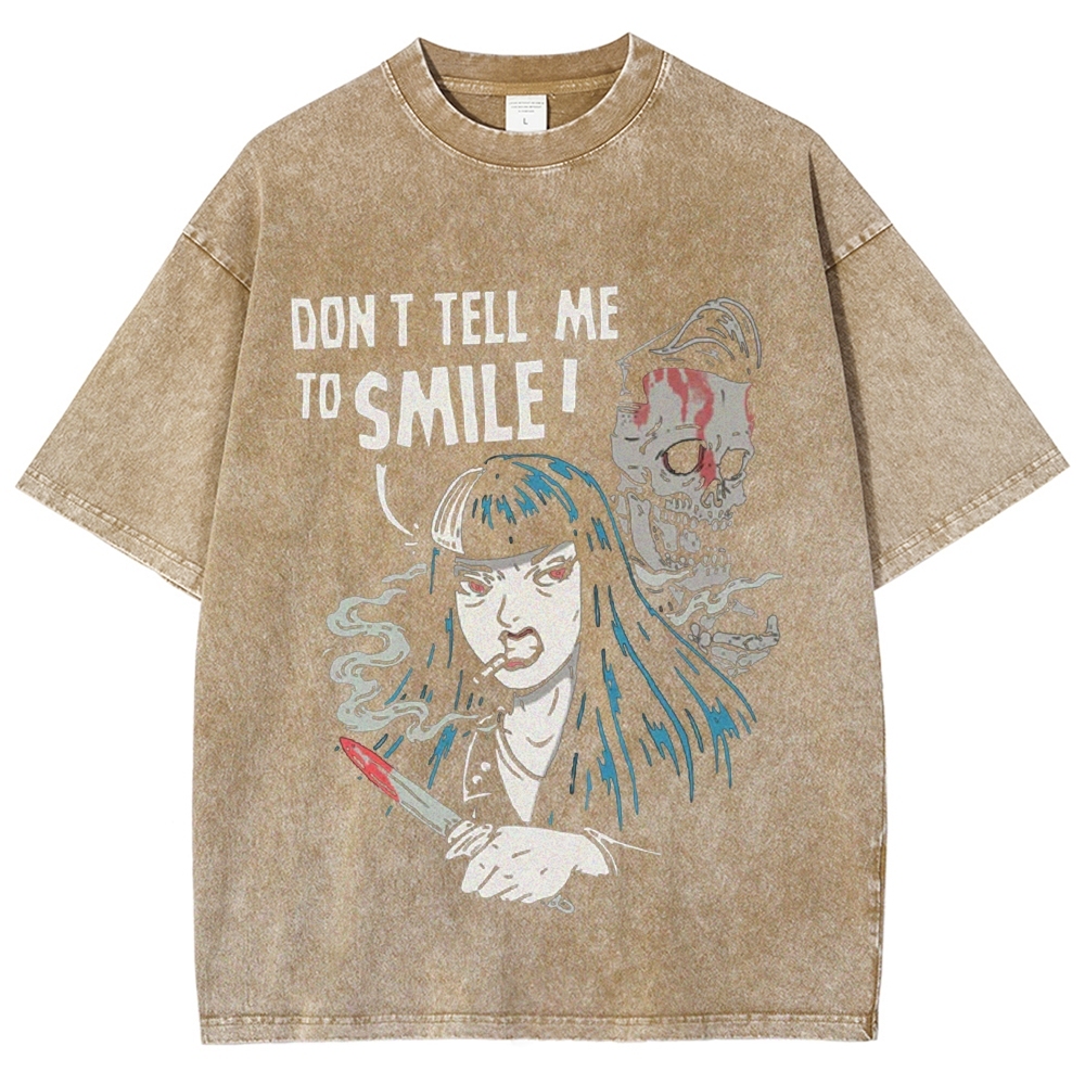 Don'T Tell Me To Smile Vintage Snowflake Washed T-Shirt-moweekender