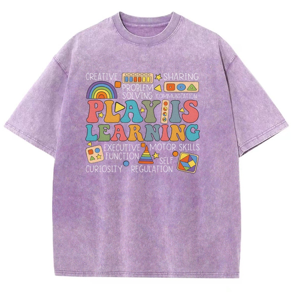 Play Is Learning Unisex Fit Washed T-Shirt-moweekender