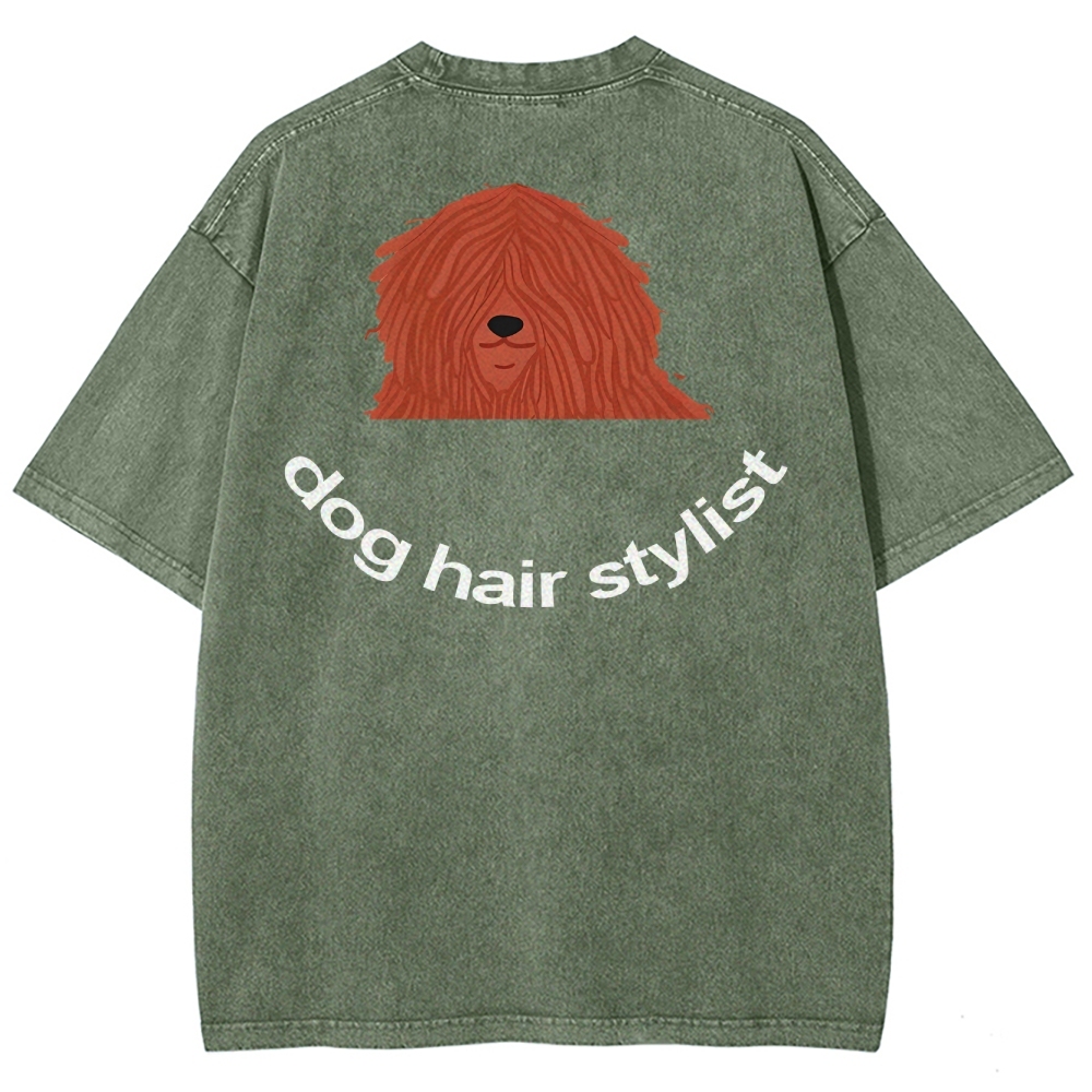 Dog Hair Stylist Unisex Fit Washed T-Shirt-moweekender