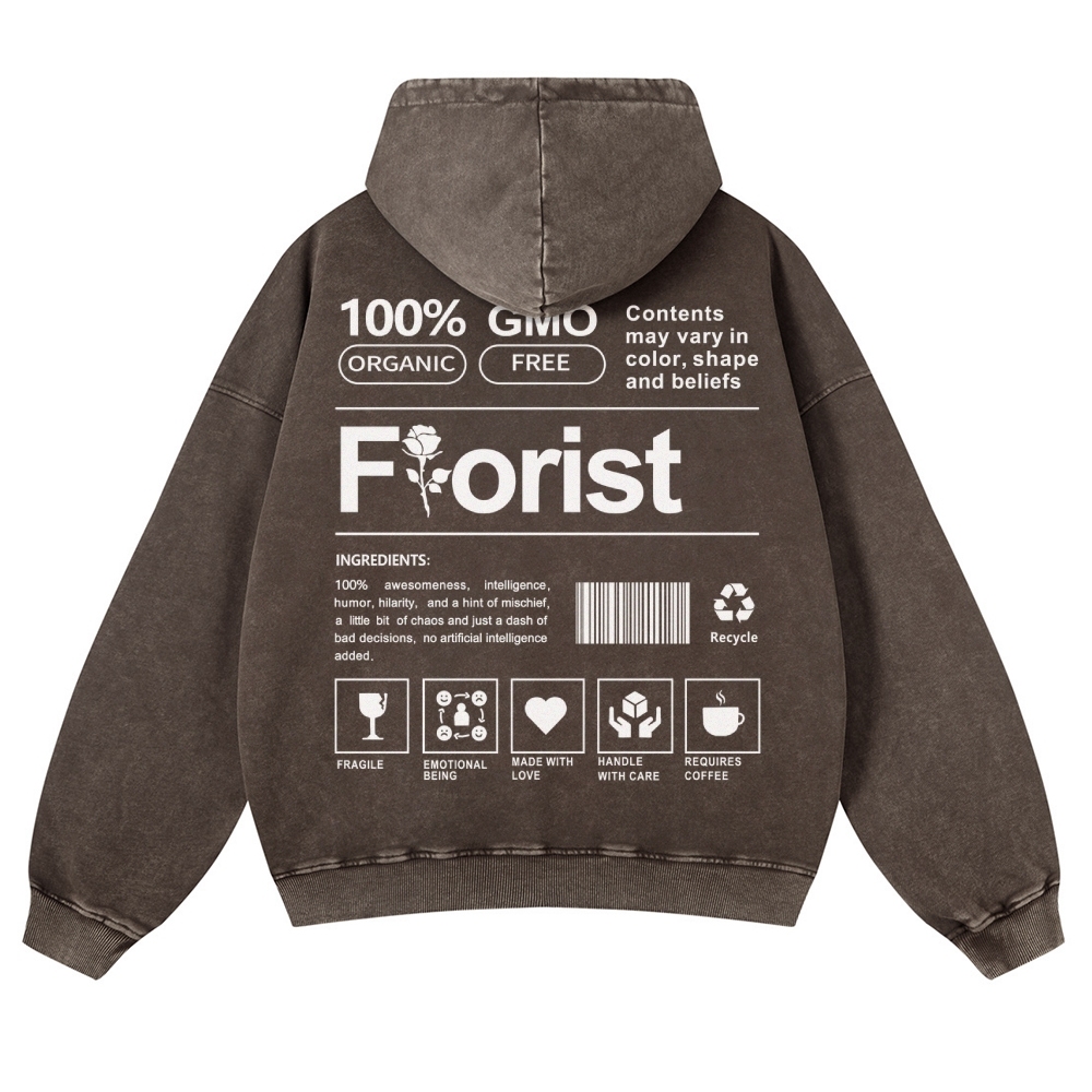 Florist Pattern Vintage Washed Hoodie-moweekender