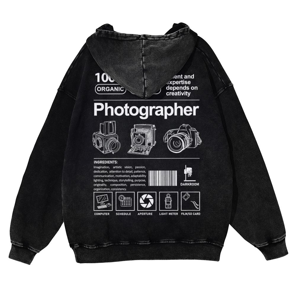 Photographer Casual Washed Hoodie