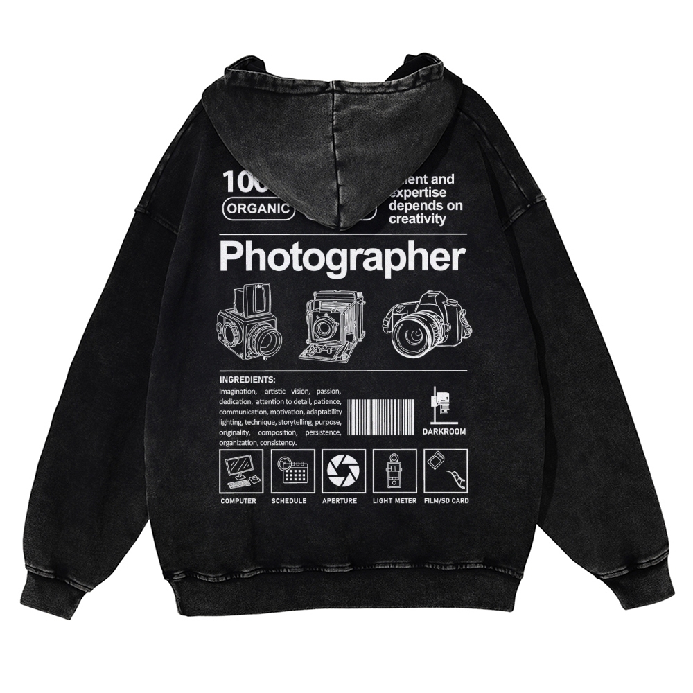 Photographer Casual Washed Hoodie