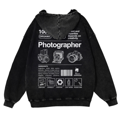 Photographer Casual Washed Hoodie