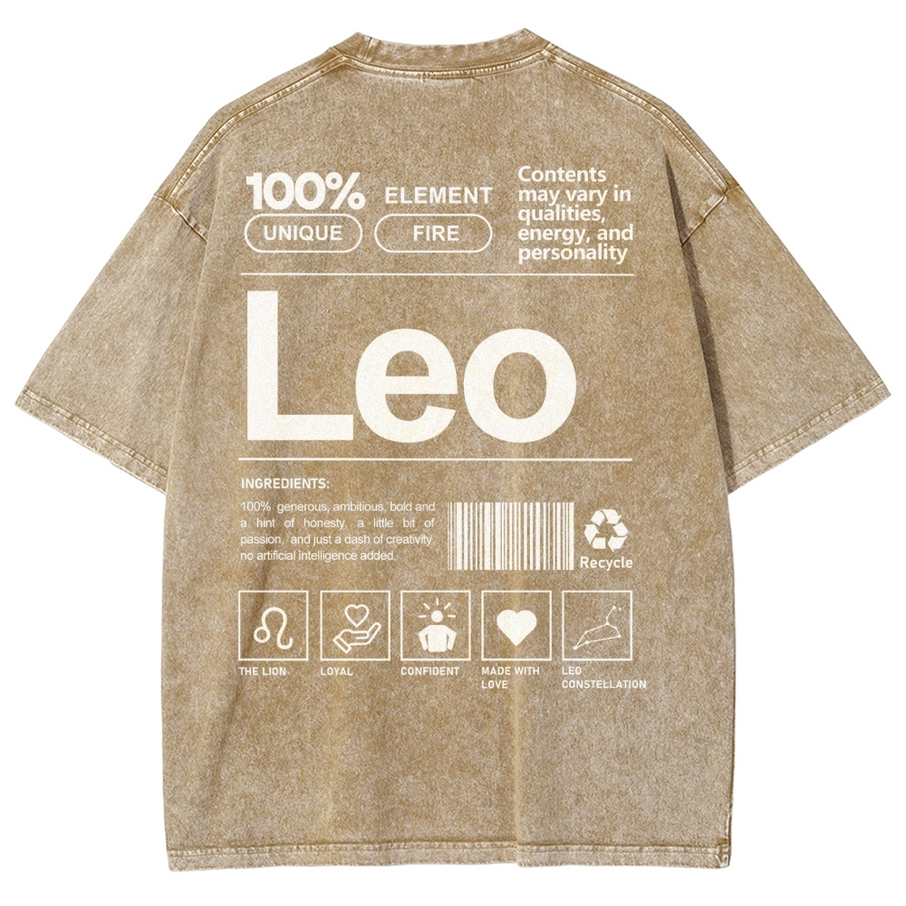 Leo Unisex Fit Washed T-Shirt