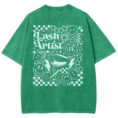 Lash Artist Vintage Snowflake Washed T-Shirt-moweekender
