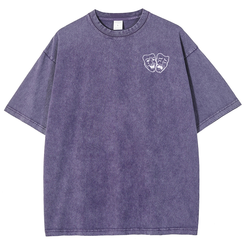Comedian Pattern Washed Vintage Short Sleeves T-Shirt-moweekender