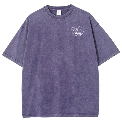 Comedian Pattern Washed Vintage Short Sleeves T-Shirt-moweekender