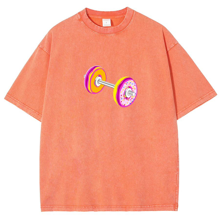 Barbell Donuts Unisex Washed T-Shirt-moweekender