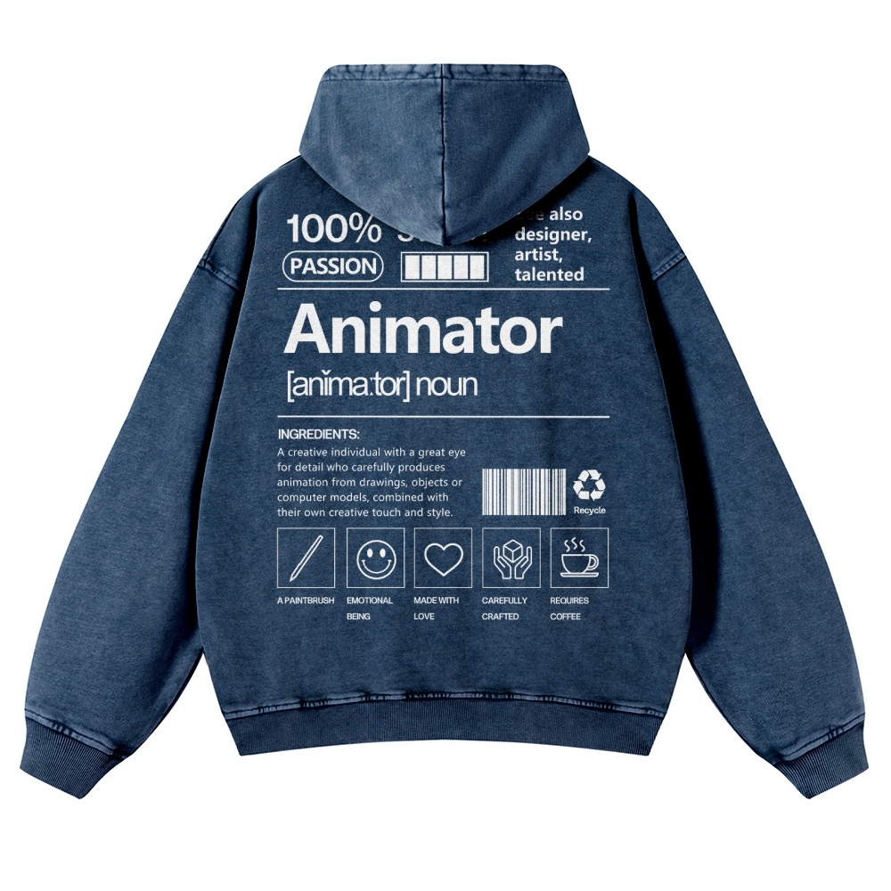 Animator Casual Washed Hoodie-moweekender