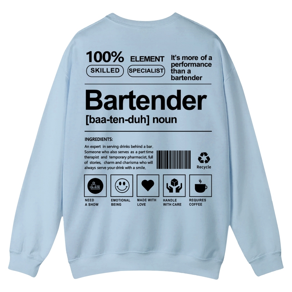 Bartender Printed Crew Neck Sweatshirt-moweekender